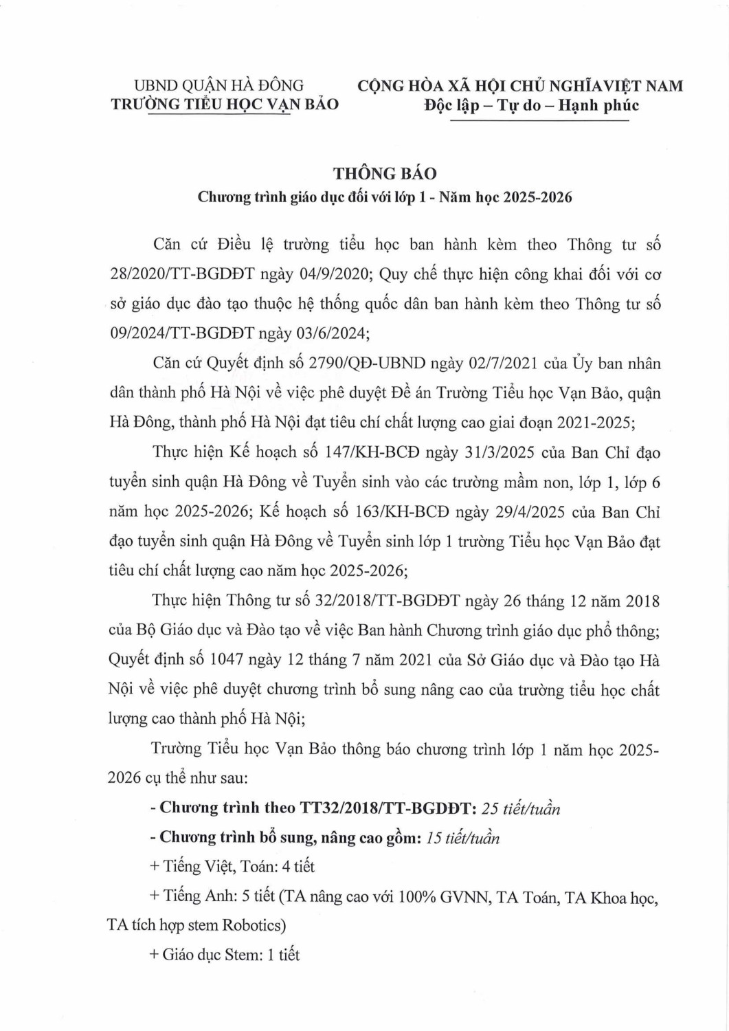 thông báo chương trình giáo dục lớp 1 hình ảnh 0
